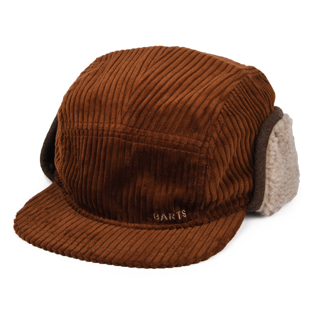 Gorra 5 paneles Rayner de pana con orejeras de Barts - Rojo Óxido