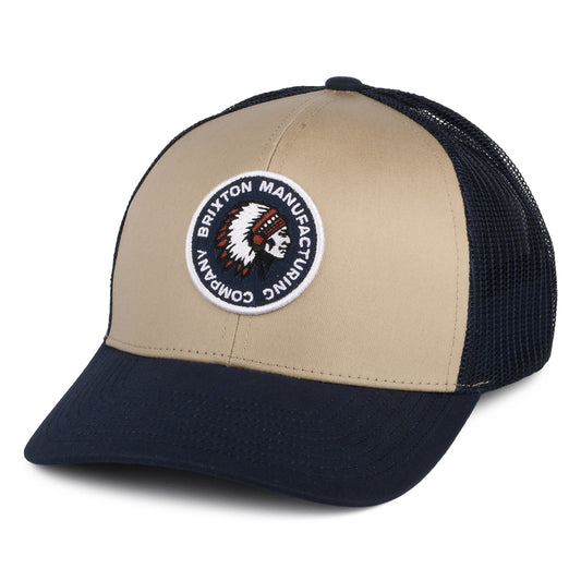 Gorra Trucker Rival Stamp NetPlus MP de Brixton - Arena-Azul Marino Lavado
