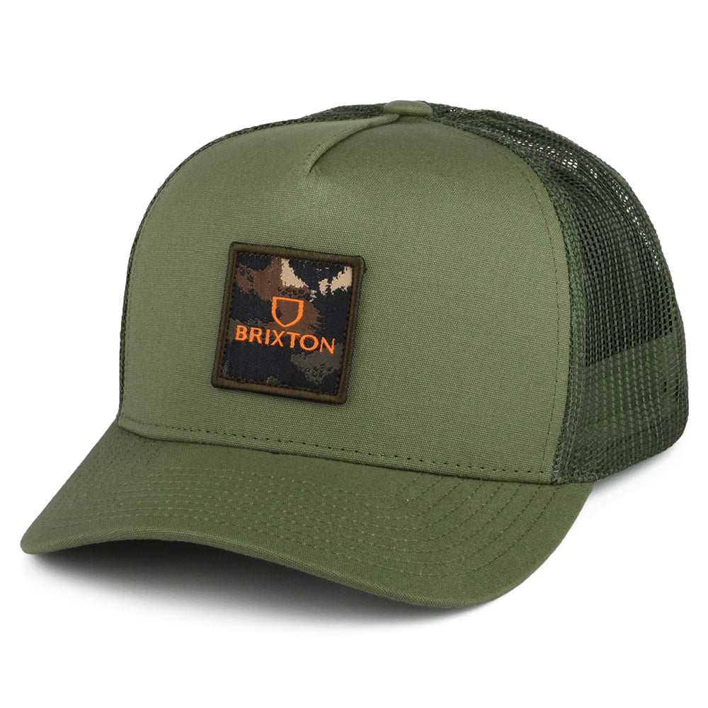 Gorra Trucker Alpha Block NetPlus MP de Brixton - Verde Oliva