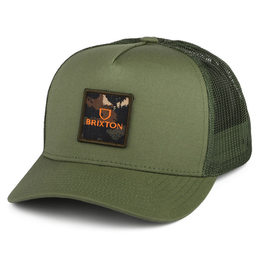 Gorra Trucker Alpha Block NetPlus MP de Brixton - Verde Oliva