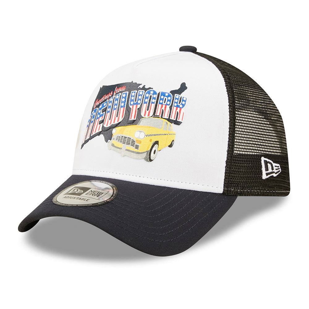 Gorra Trucker 9FORTY Repreve US State Wordmark New York de New Era - Negro-Blanco