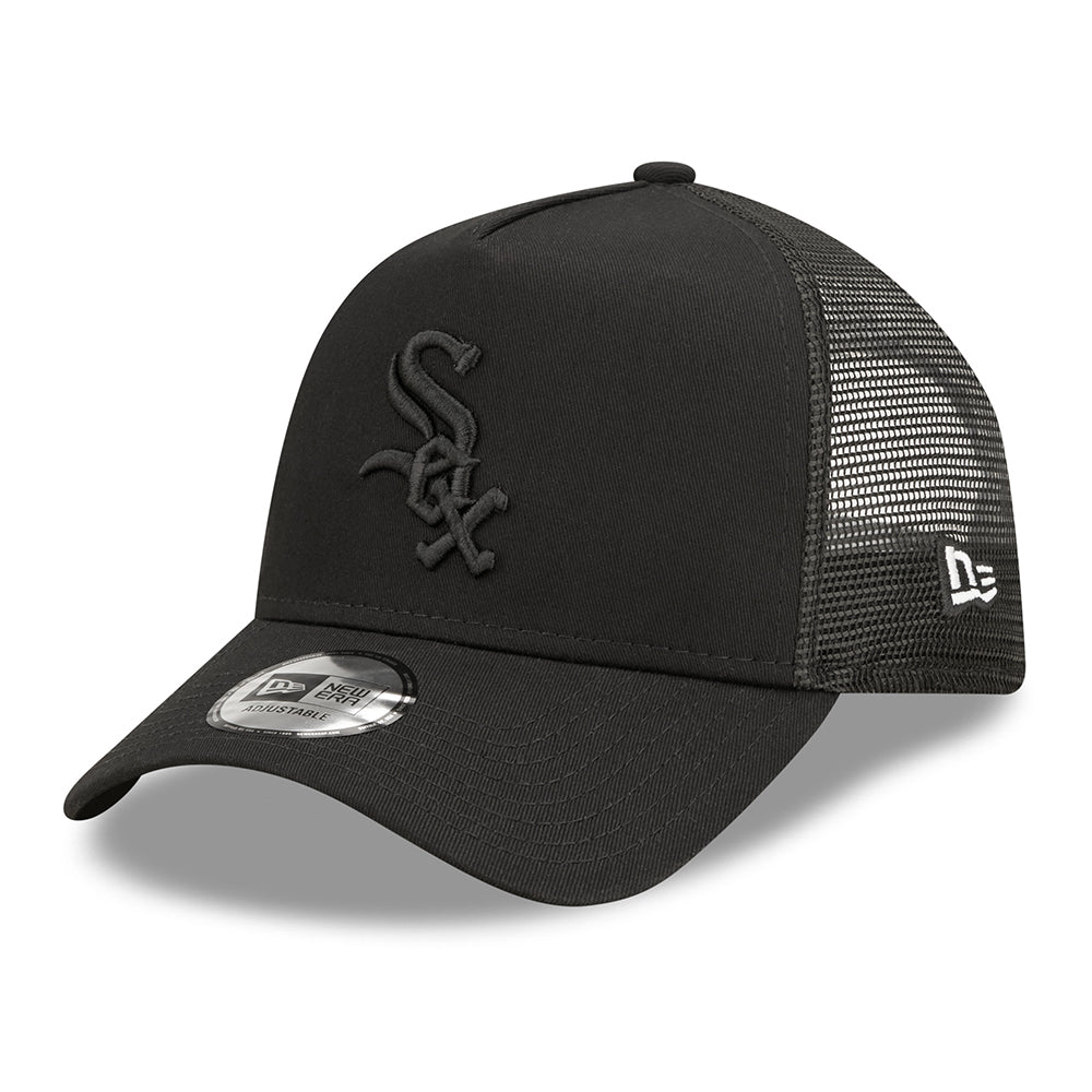 Gorra Trucker 9FORTY A-Frame MLB Tonal Mesh Chicago White Sox de New Era - Negro sobre Negro