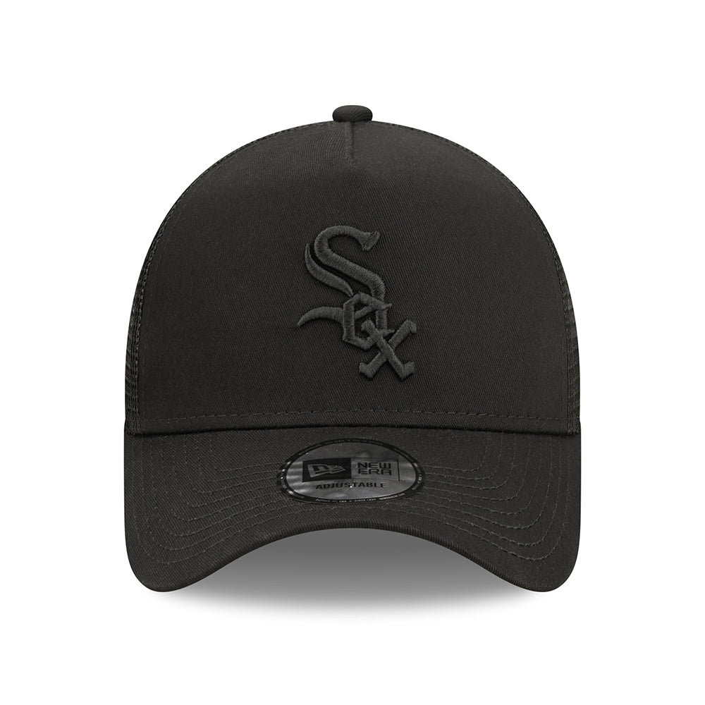 Gorra Trucker 9FORTY A-Frame MLB Tonal Mesh Chicago White Sox de New Era - Negro sobre Negro