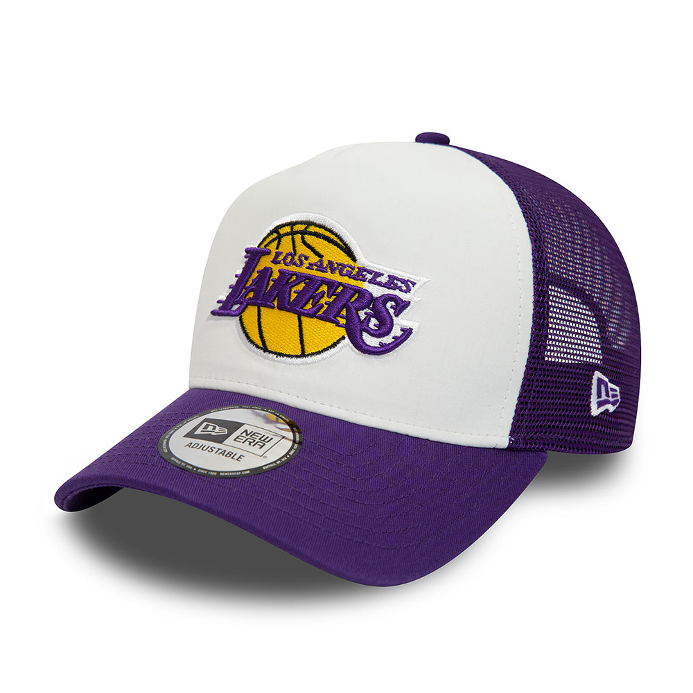Gorra Trucker 9FORTY A-Frame NBA Team Colour Block L.A. Lakers de New Era - Blanco-Morado