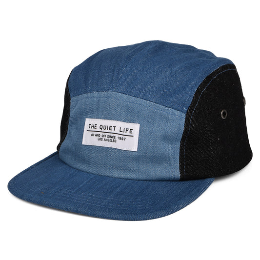 Gorra 5 paneles de tejido vaquero Patchwork de The Quiet Life - Vaquero-Negro