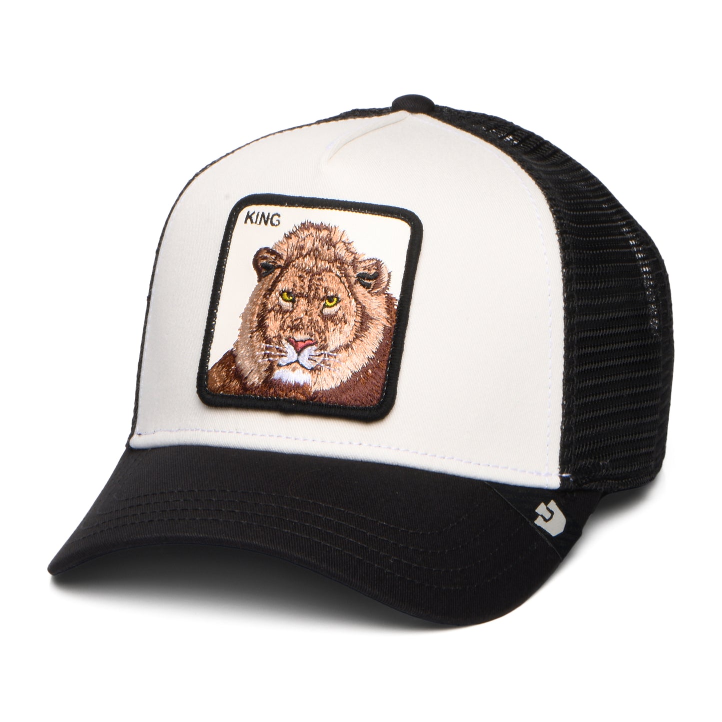 Gorra Trucker King Lion de Goorin - Blanco-Negro