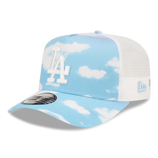 Gorra Trucker A-Frame MLB Cloud AOP L.A. Dodgers de New Era - Azul Claro-Blanco