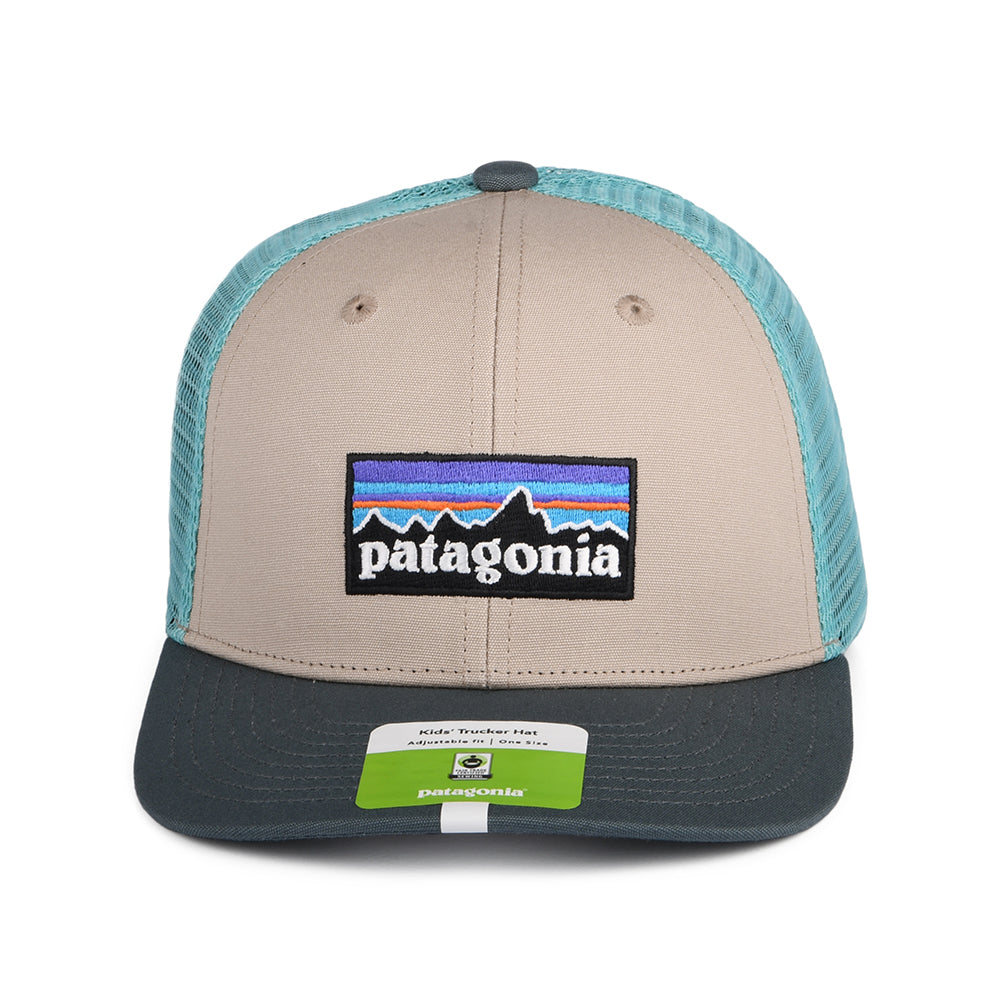 Gorra Trucker niños P-6 Logo de algodón orgánico de Patagonia - Beige Arena-Azul-Gris