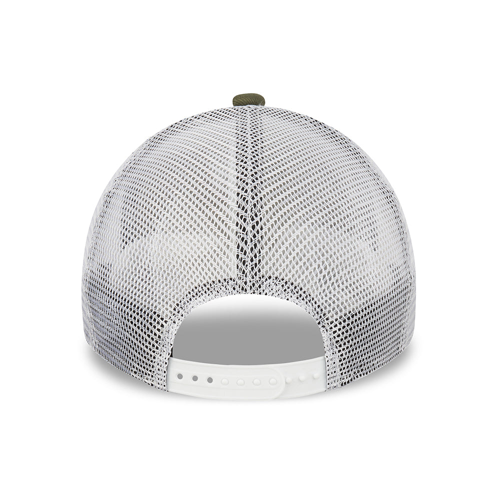 Gorra Trucker A-Frame MLB League Essential New York Yankees de New Era - Oliva-Blanco