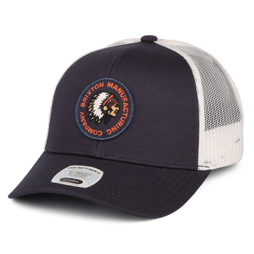 Gorra Trucker Rival Stamp NetPlus MP de Brixton - Azul Marino Lavado-Blanco Roto