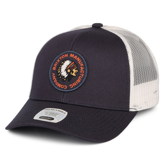 Gorra Trucker Rival Stamp NetPlus MP de Brixton - Azul Marino Lavado-Blanco Roto