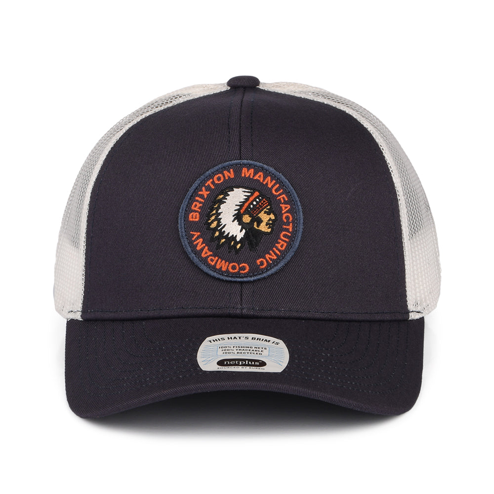 Gorra Trucker Rival Stamp NetPlus MP de Brixton - Azul Marino Lavado-Blanco Roto