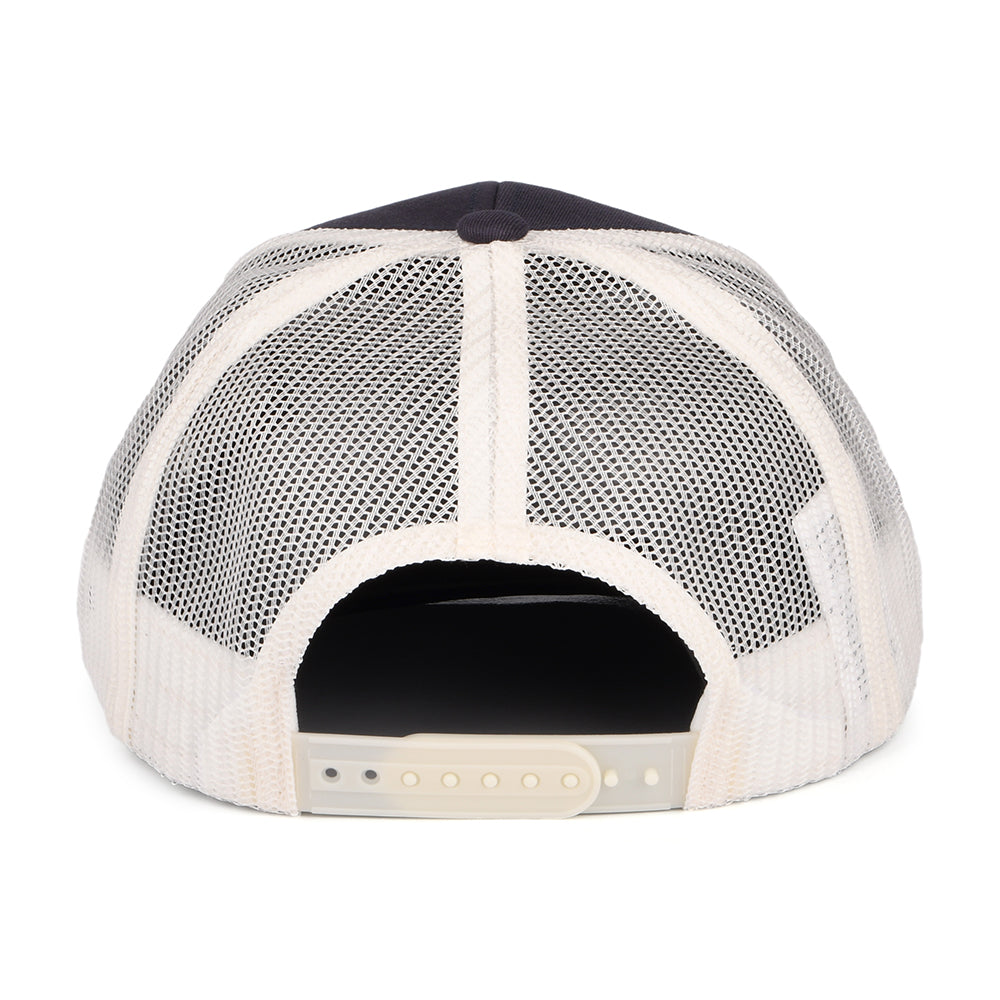 Gorra Trucker Rival Stamp NetPlus MP de Brixton - Azul Marino Lavado-Blanco Roto