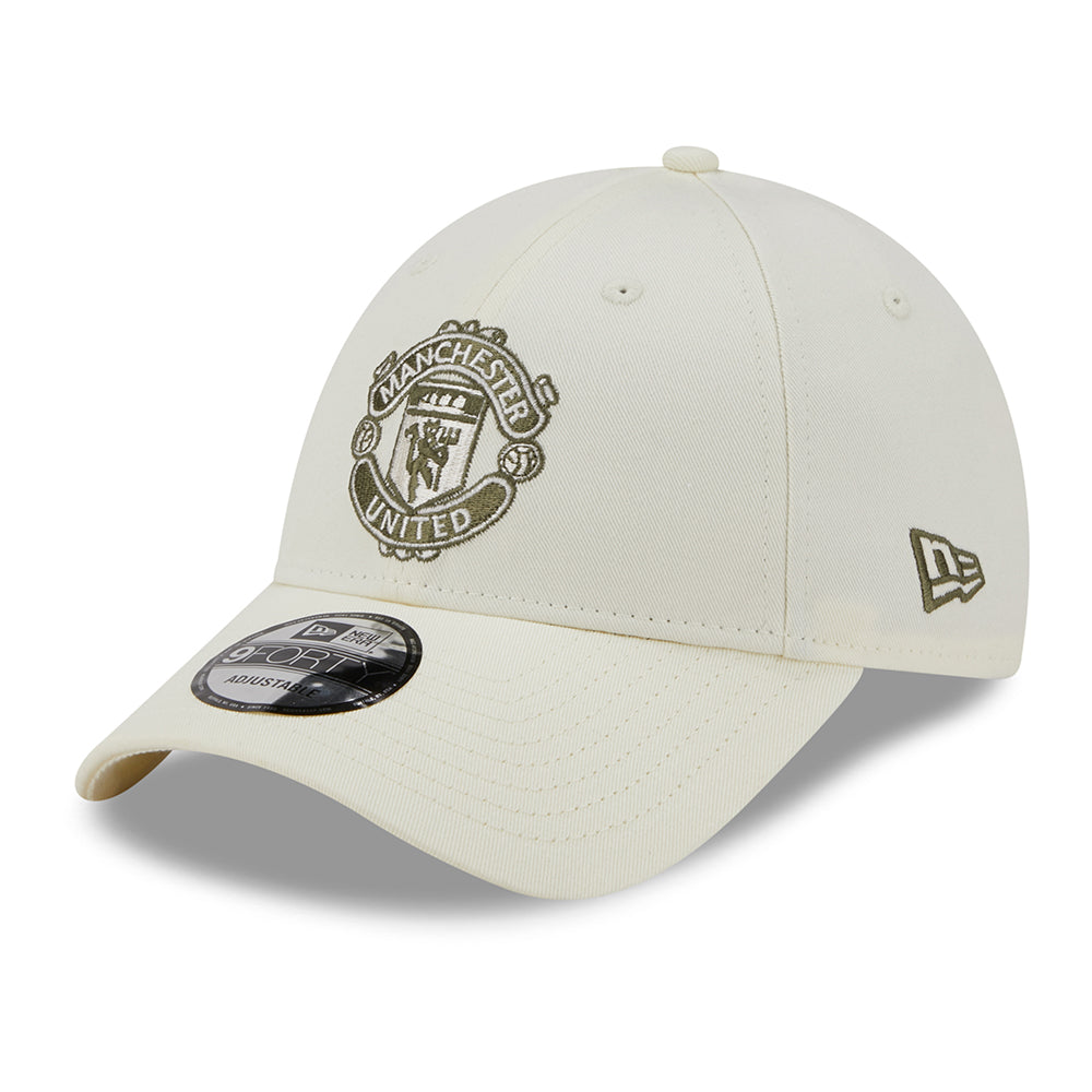 Gorra de béisbol 9FORTY de temporada Manchester United FC de New Era - Blanco Roto-Oliva