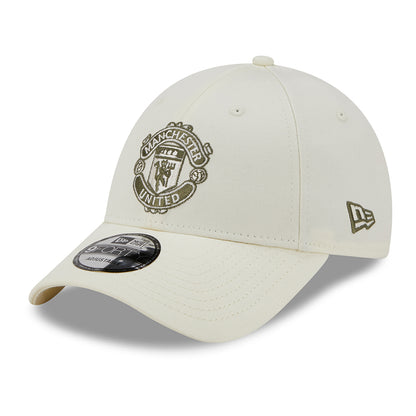 Gorra de béisbol 9FORTY de temporada Manchester United FC de New Era - Blanco Roto-Oliva