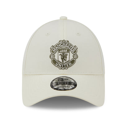 Gorra de béisbol 9FORTY de temporada Manchester United FC de New Era - Blanco Roto-Oliva