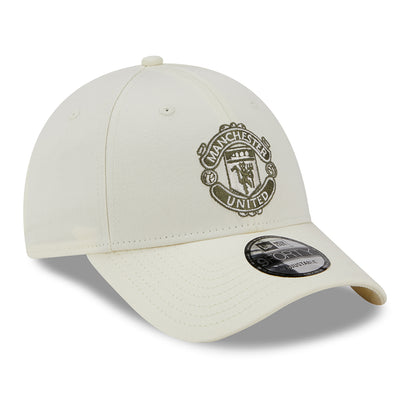 Gorra de béisbol 9FORTY de temporada Manchester United FC de New Era - Blanco Roto-Oliva
