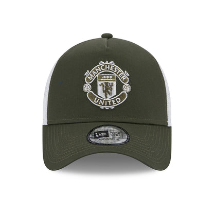 Gorra Trucker A-Frame Seasonal Manchester United FC de New Era - Oliva-Blanco