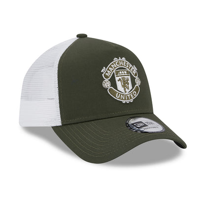 Gorra Trucker A-Frame Seasonal Manchester United FC de New Era - Oliva-Blanco