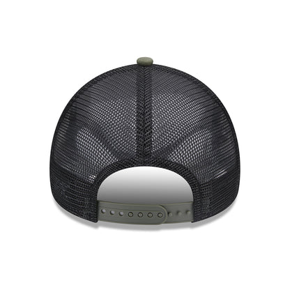 Gorra Trucker A-Frame Seasonal Lion Crest Chelsea FC de New Era - Verde Oliva-Negro