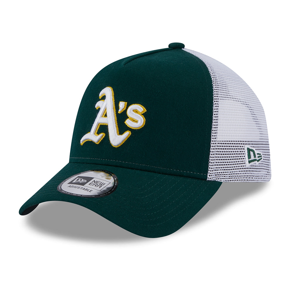 Gorra Trucker A-Frame MLB Team Script Oakland Athletics de New Era - Verde Oscuro-Blanco