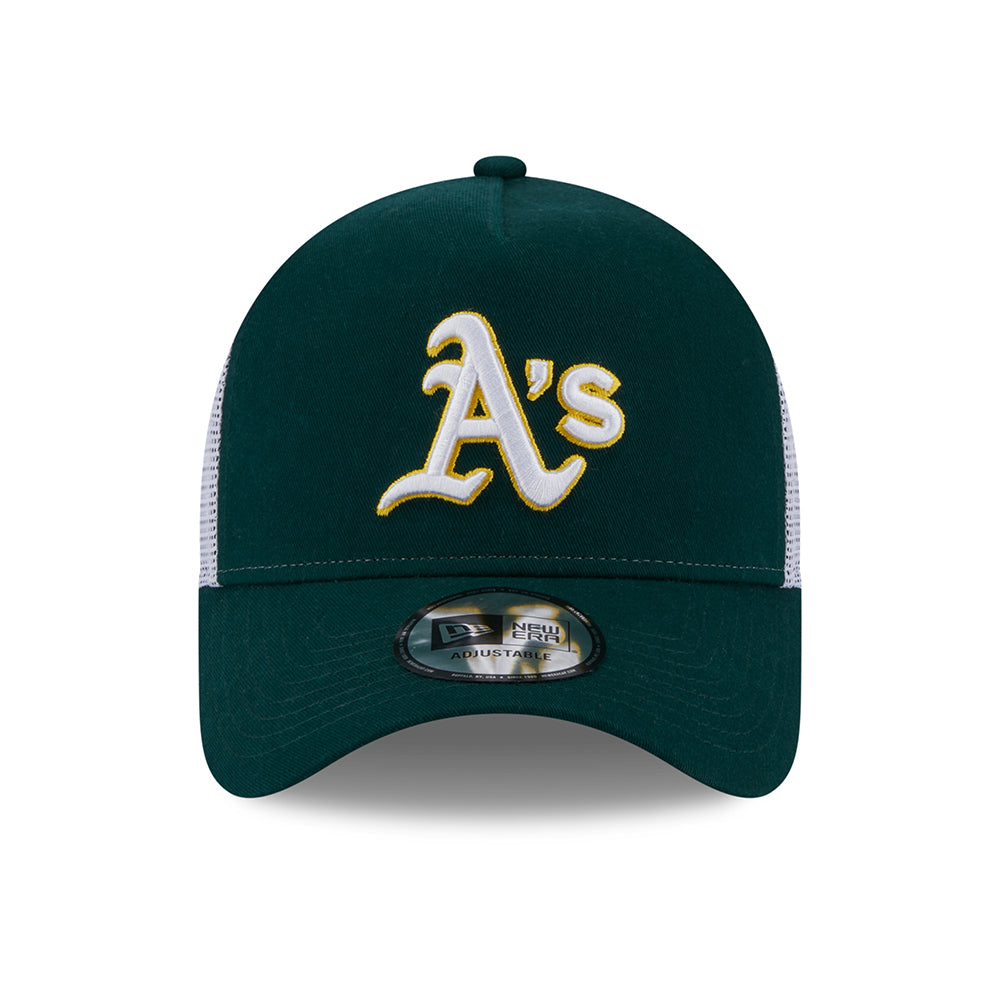 Gorra Trucker A-Frame MLB Team Script Oakland Athletics de New Era - Verde Oscuro-Blanco