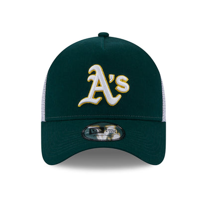 Gorra Trucker A-Frame MLB Team Script Oakland Athletics de New Era - Verde Oscuro-Blanco