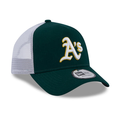 Gorra Trucker A-Frame MLB Team Script Oakland Athletics de New Era - Verde Oscuro-Blanco