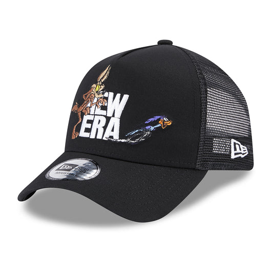 Gorra Trucker A-Frame Looney Tunes Wile E. Coyote & the Road Runner de New Era - Negro