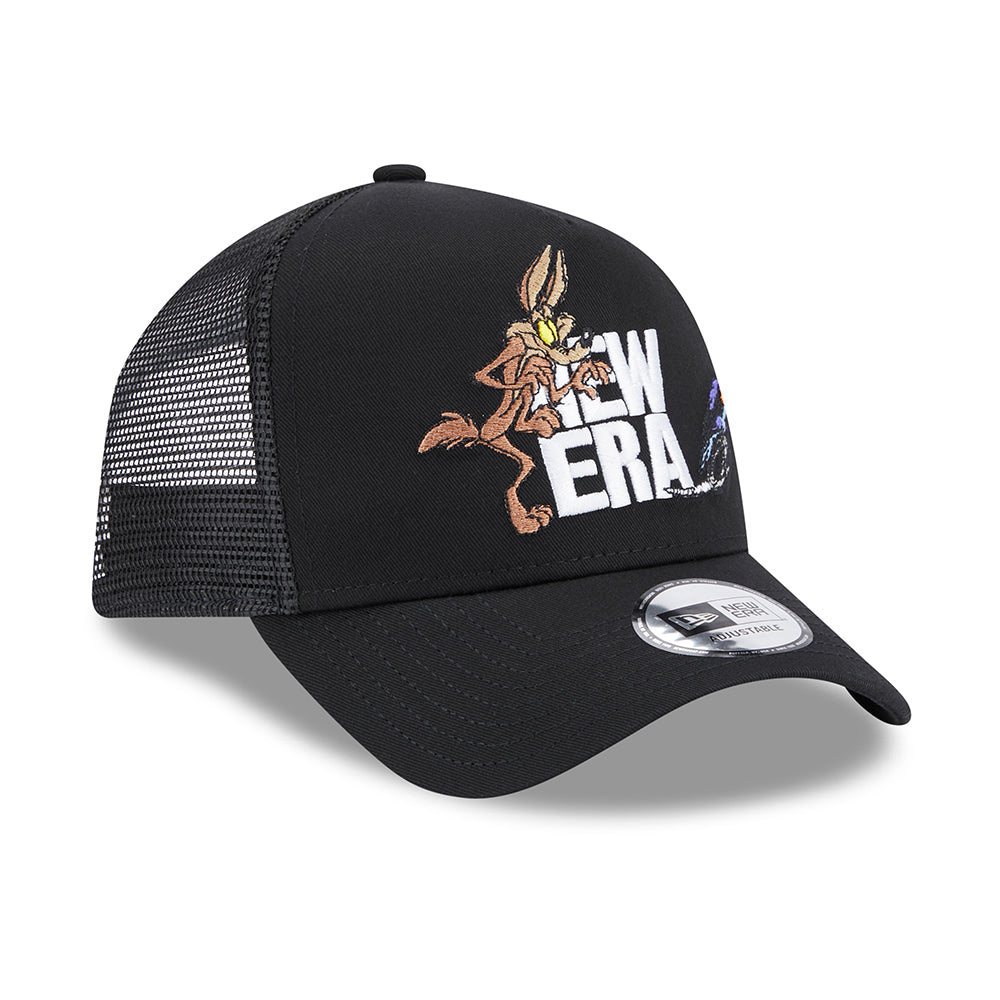 Gorra Trucker A-Frame Looney Tunes Wile E. Coyote & the Road Runner de New Era - Negro