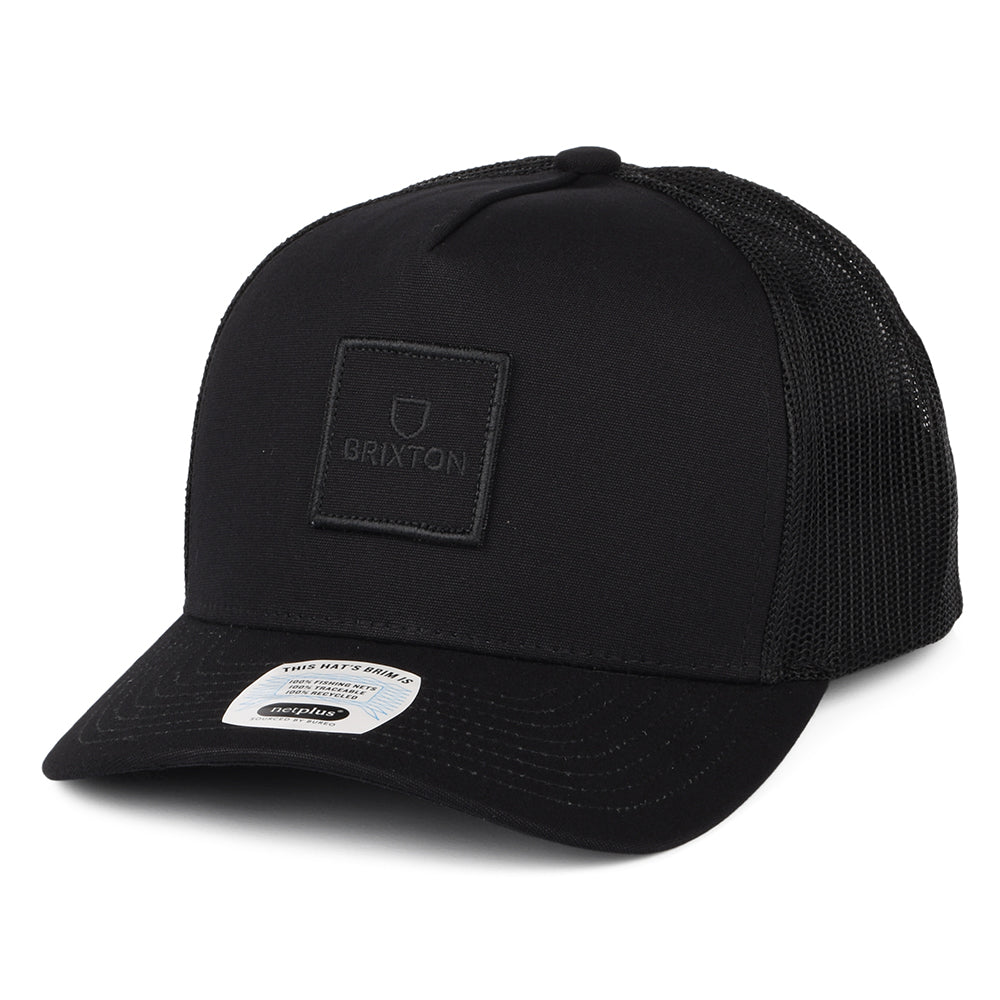 Gorra Trucker Alpha Block NetPlus MP de Brixton - Negro sobre Negro