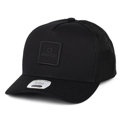 Gorra Trucker Alpha Block NetPlus MP de Brixton - Negro sobre Negro