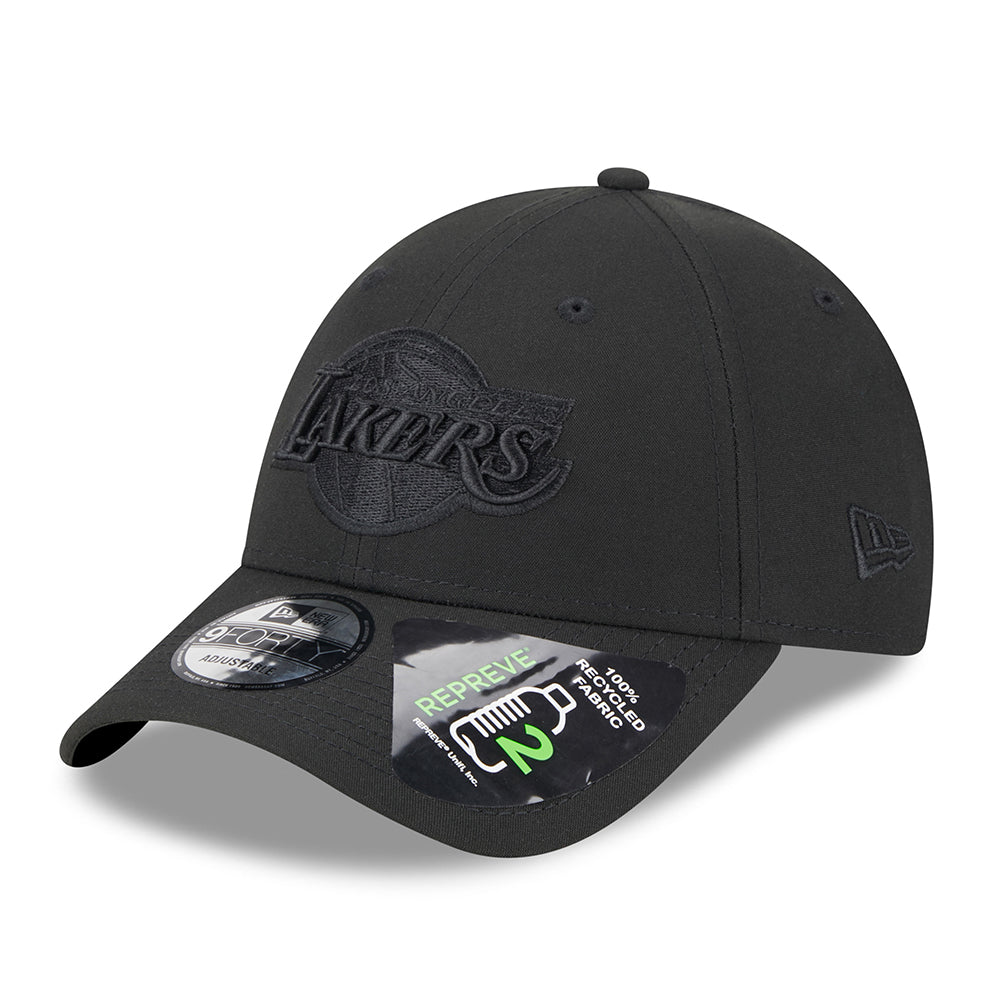 Gorra de béisbol 9FORTY NBA Repreve Outline L.A. Lakers de New Era - Negro sobre Negro