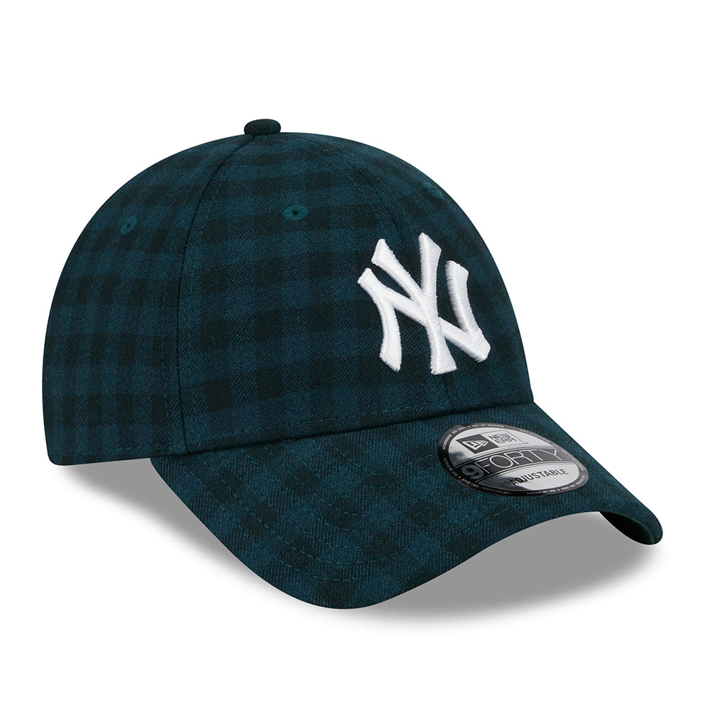 Gorra de béisbol 9FORTY MLB Flannel New York Yankees de New Era - Verde Oscuro-Blanco