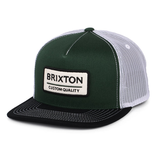 Gorra Trucker Palmer Proper MP de Brixton - Verde-Negro Lavado-Blanco