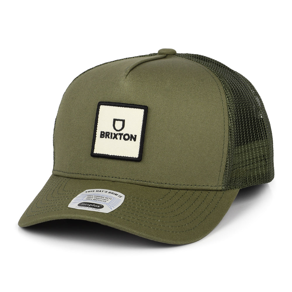 Gorra Trucker Alpha Block NetPlus MP de Brixton - Verde Oliva