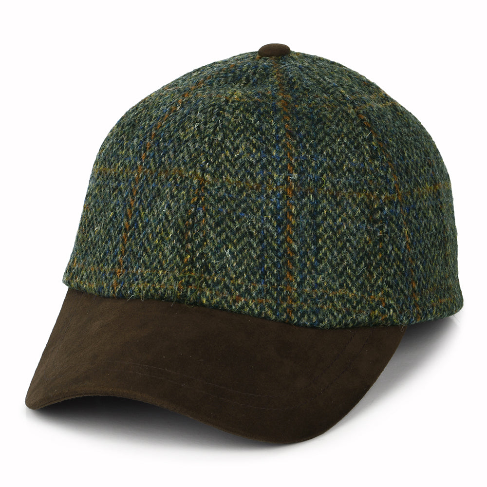 Gorra de béisbol de HARRIS TWEED de Failsworth - Verde Oliva-Marrón