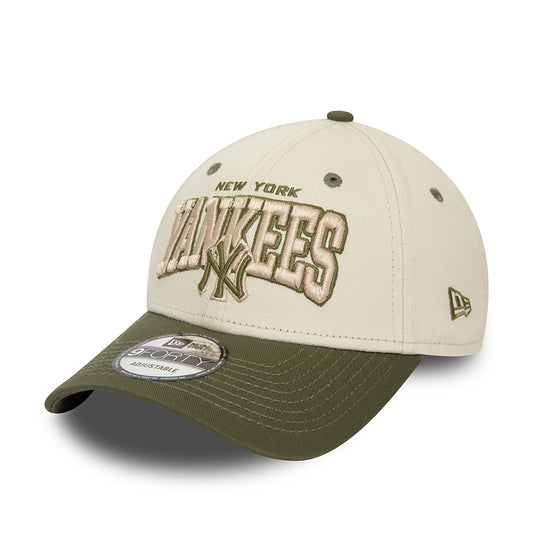 Gorra de béisbol 9FORTY MLB White Crown New York Yankees de New Era - Blanco Marfil-Verde Oliva