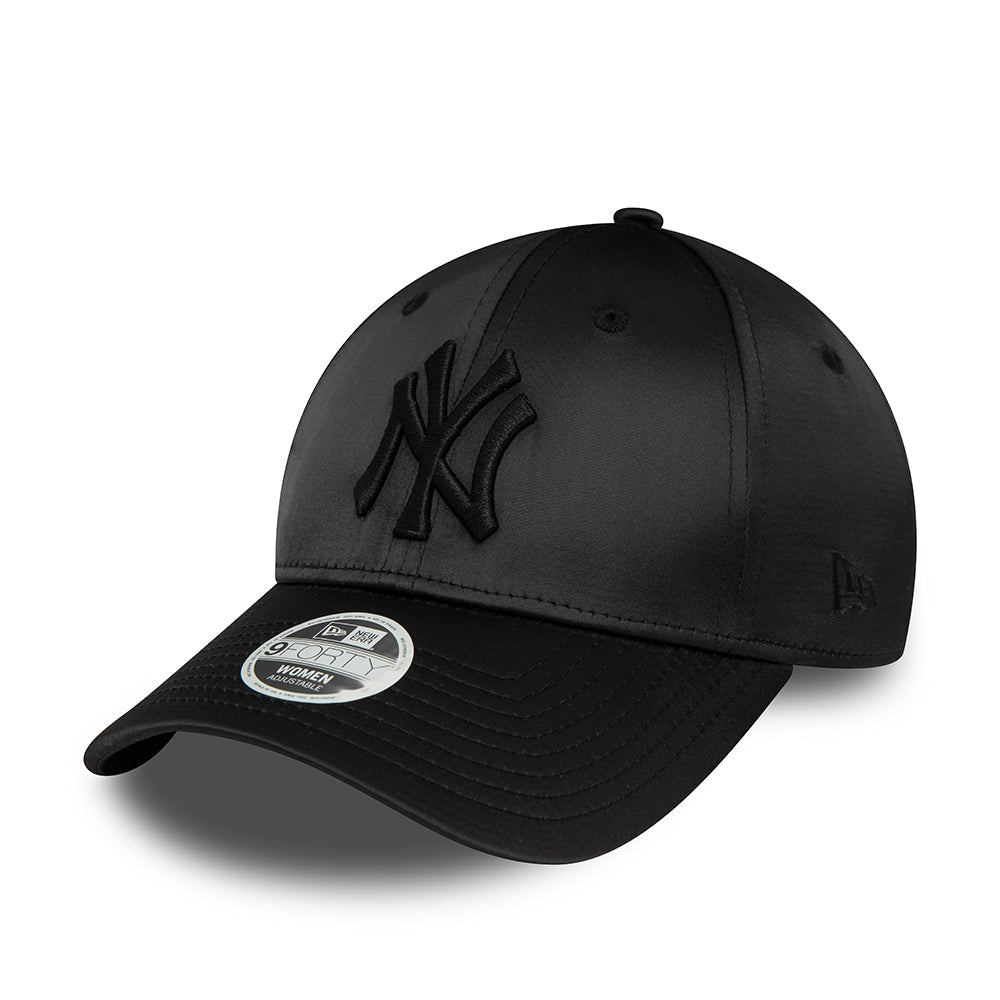 Gorra de béisbol mujeres 9FORTY MLB Satin New York Yankees de New Era - Negro sobre Negro