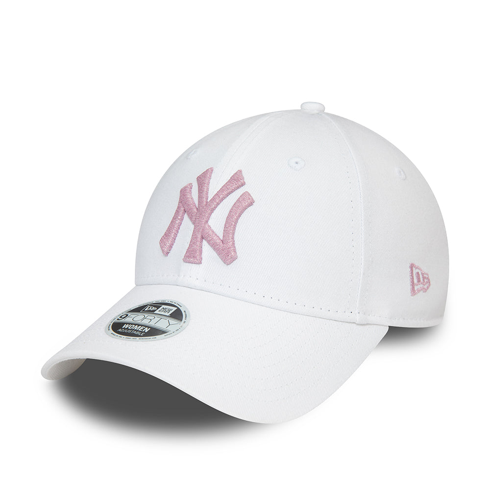 Gorra de béisbol 9FORTY MLB Metallic Logo New York Yankees de New Era - Blanco-Rosa