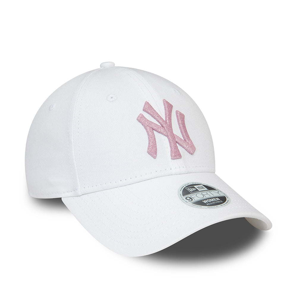 Gorra de béisbol 9FORTY MLB Metallic Logo New York Yankees de New Era - Blanco-Rosa