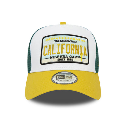 Gorra Trucker A-Frame Patch California de New Era - Blanco-Amarillo-Verde Oscuro