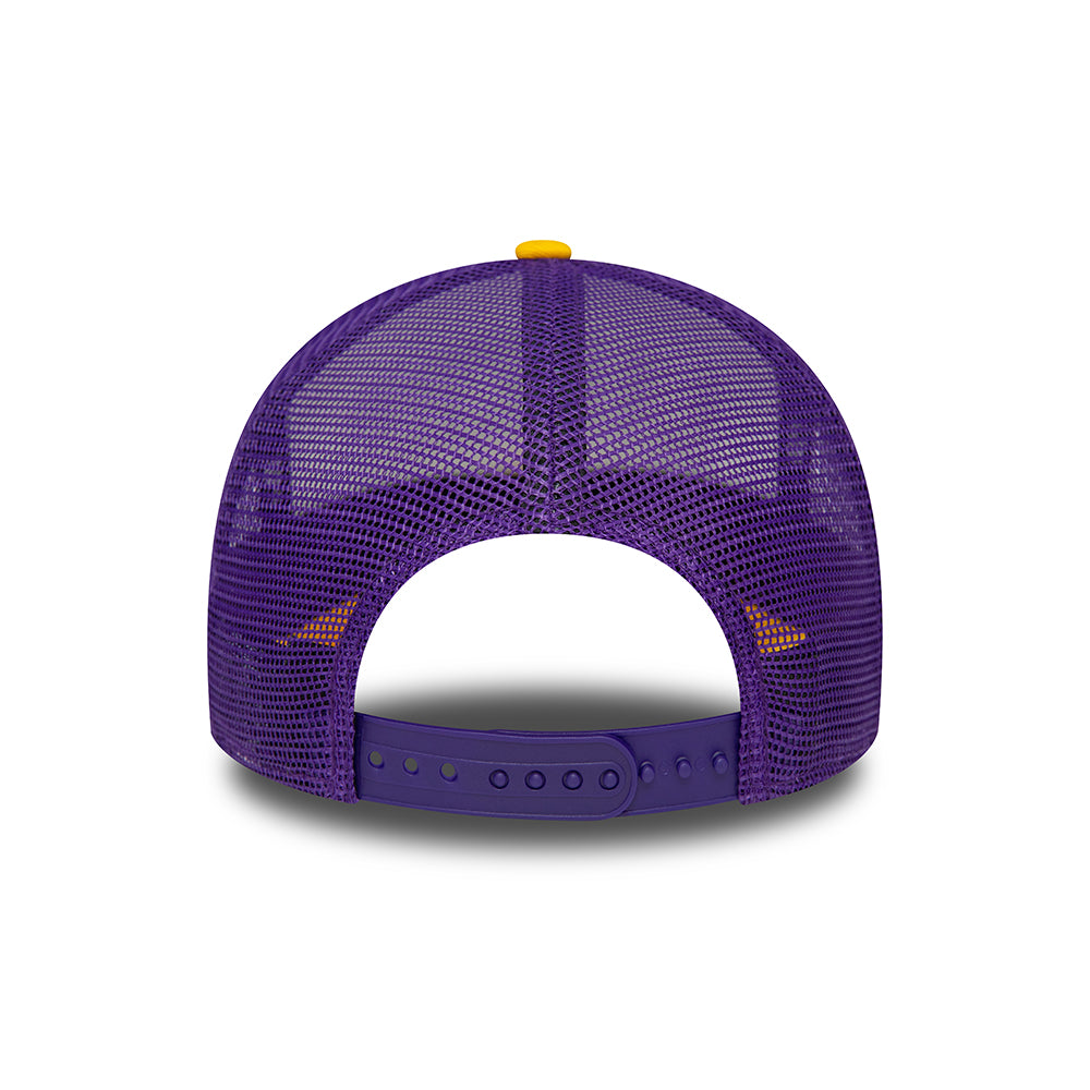 Gorra Trucker A-Frame NBA Retro L.A. Lakers de New Era - Blanco-Amarillo-Morado