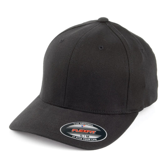 Gorra de béisbol de sarga de algodón de FlexFit Mid-Pro - Negro