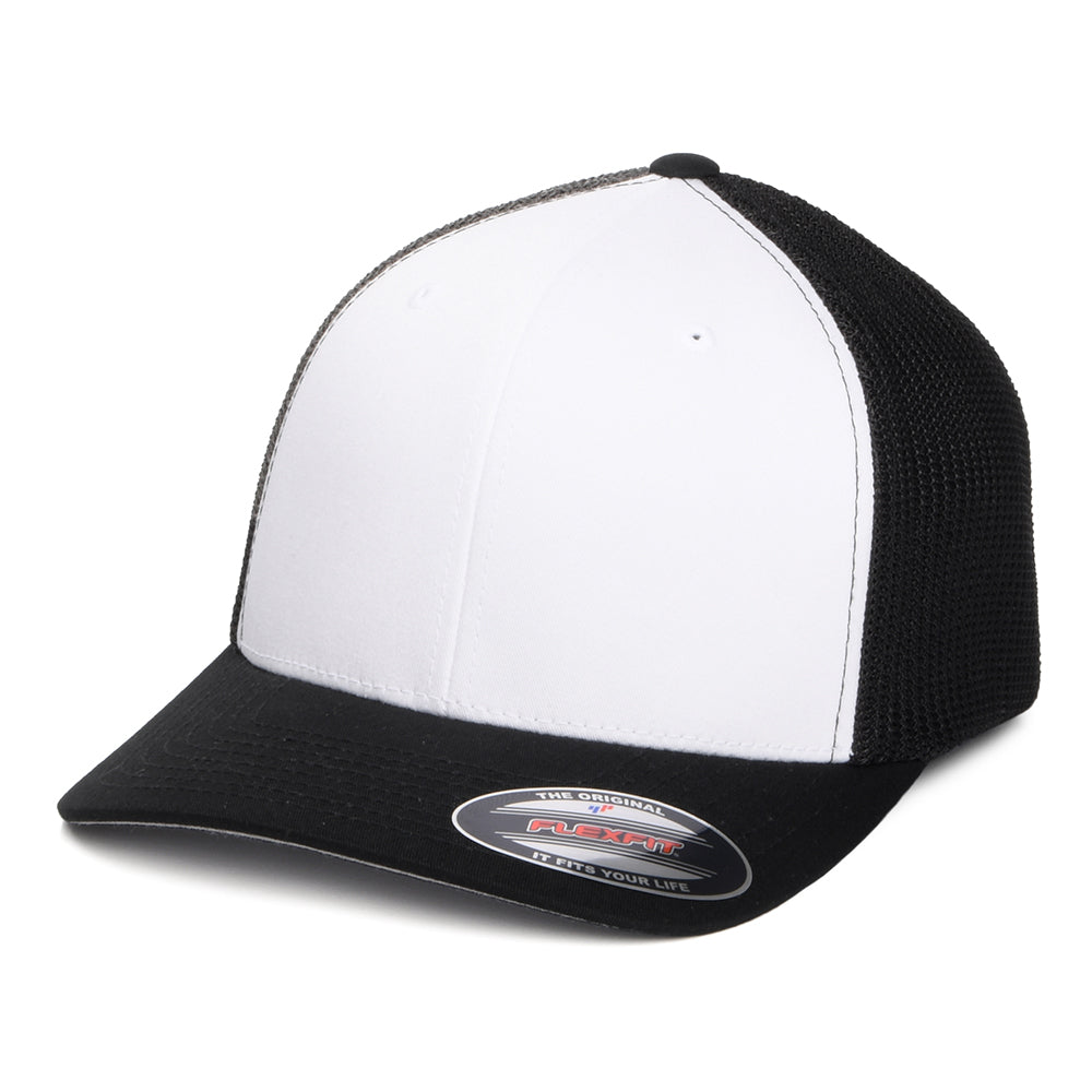 Gorra Trucker White Front de FlexFit - Negro-Blanco