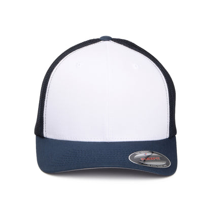 Gorra Trucker White Front de FlexFit - Azul Marino-Blanco