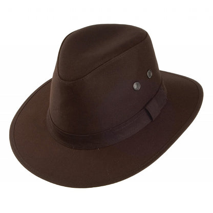 Sombrero Fedora Waxed Drifter repelente al agua de algodón encerado británico de Failsworth - Marrón