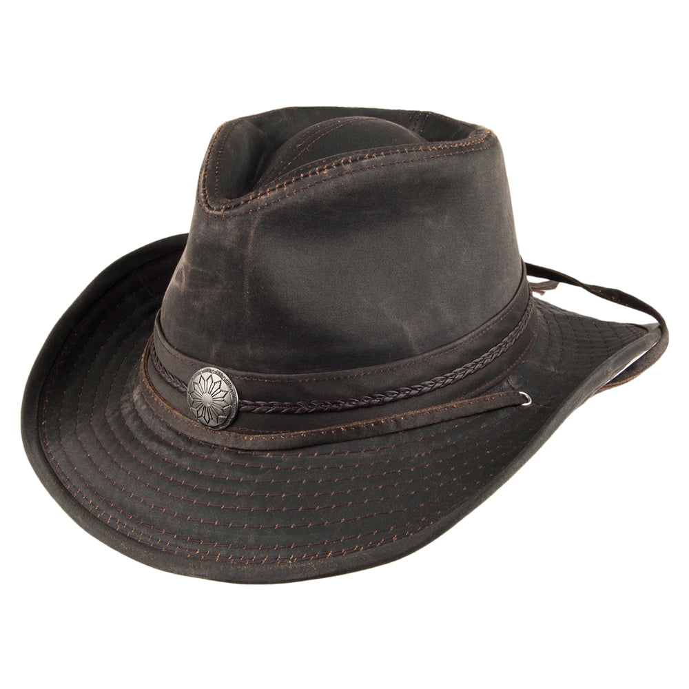 Sombrero Outback de aldogón envejecido con Insignia de Dorfman Pacific - Marrón