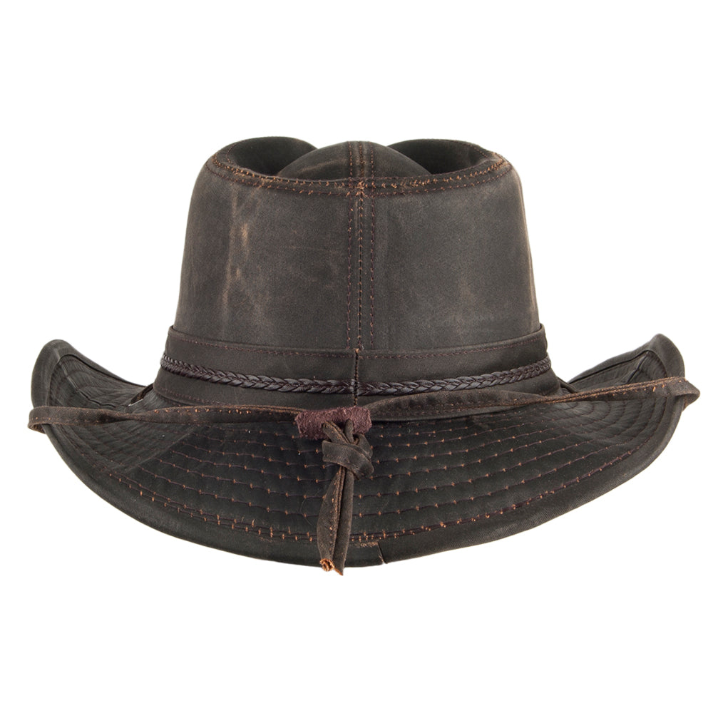 Sombrero Outback de aldogón envejecido con Insignia de Dorfman Pacific - Marrón