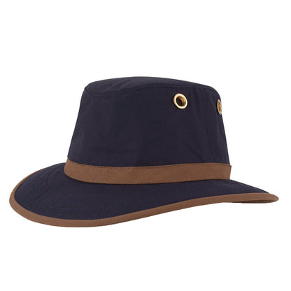Sombrero Outback TWC7 de algodón encerado de Tilley - Azul Marino-Beige Arena